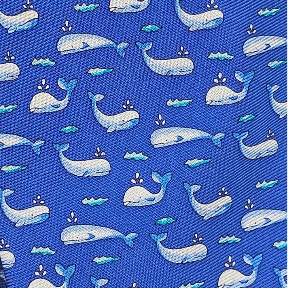 J. Crew Factory NWT Blue Silk Whale Preppy Coastal Tie